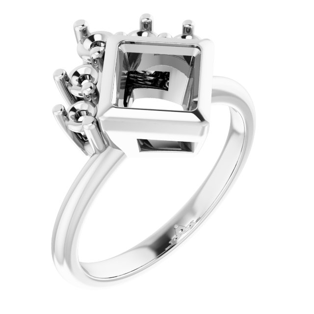 Bezel-Set Accented Asymmetric Engagement Ring