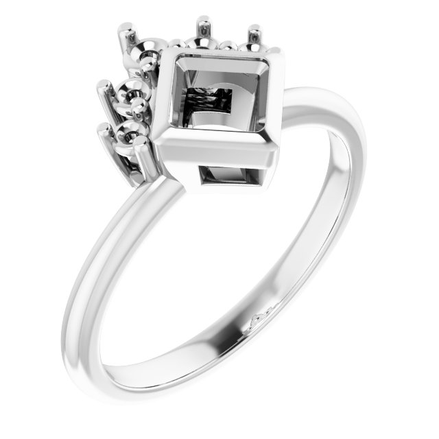 Bezel-Set Accented Asymmetric Engagement Ring