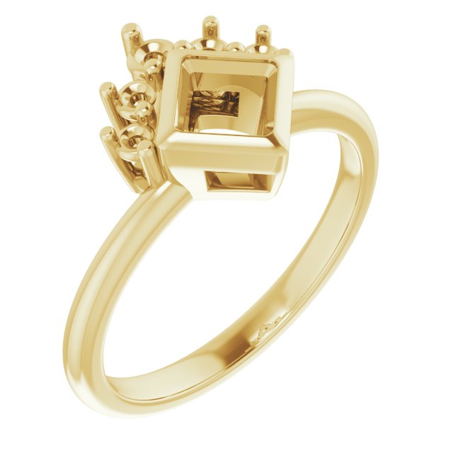 Bezel-Set Accented Asymmetric Engagement Ring