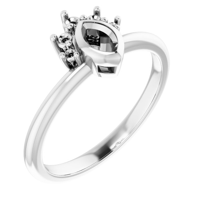 Bezel-Set Accented Asymmetric Engagement Ring