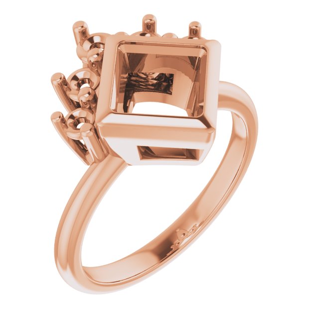 Bezel-Set Accented Asymmetric Engagement Ring