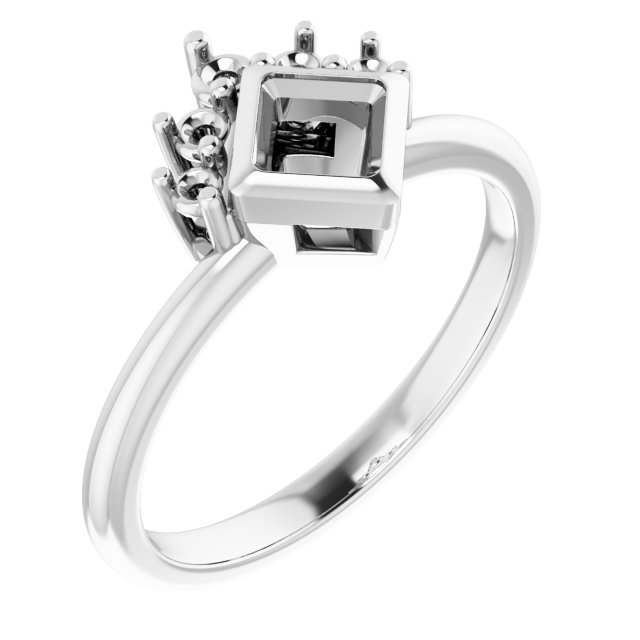 Bezel-Set Accented Asymmetric Engagement Ring