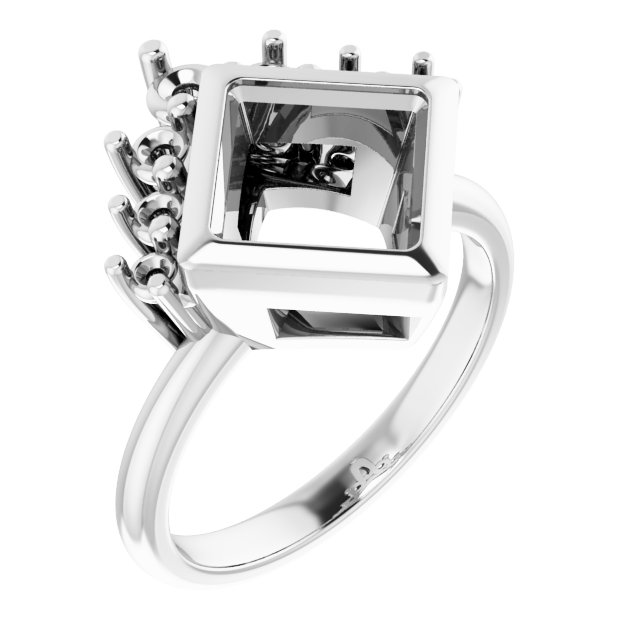 Bezel-Set Accented Asymmetric Engagement Ring