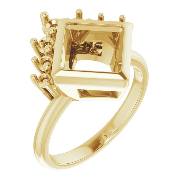 Bezel-Set Accented Asymmetric Engagement Ring