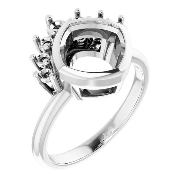 Bezel-Set Accented Asymmetric Engagement Ring