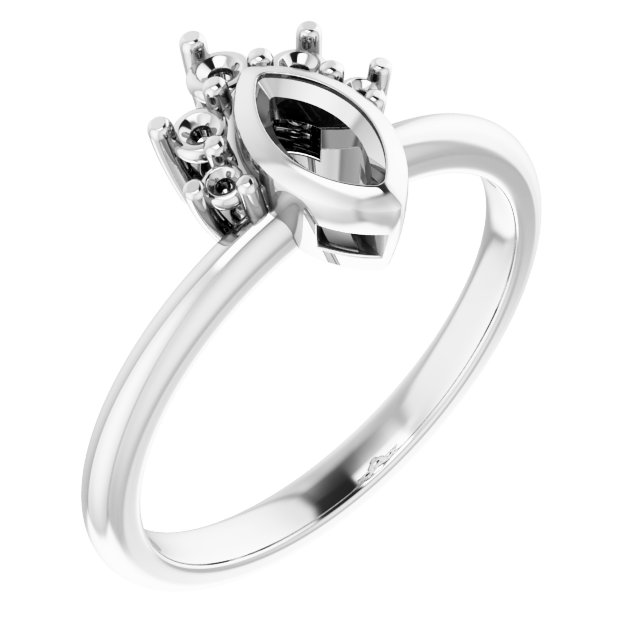 Bezel-Set Accented Asymmetric Engagement Ring