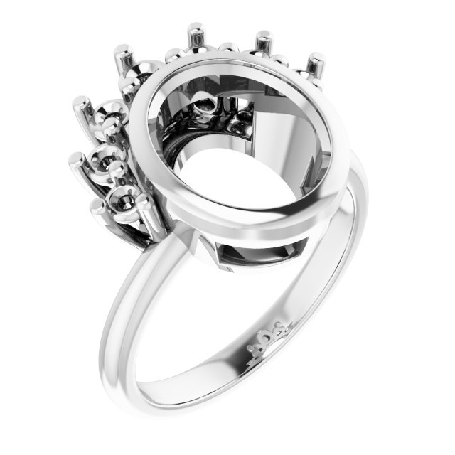 Bezel-Set Accented Asymmetric Engagement Ring