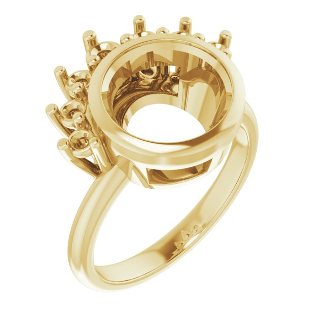 Bezel-Set Accented Asymmetric Engagement Ring