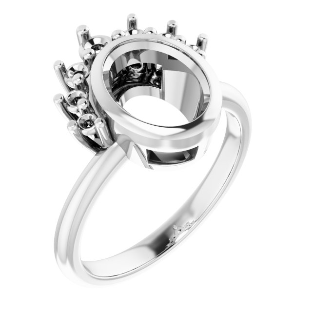 Bezel-Set Accented Asymmetric Engagement Ring