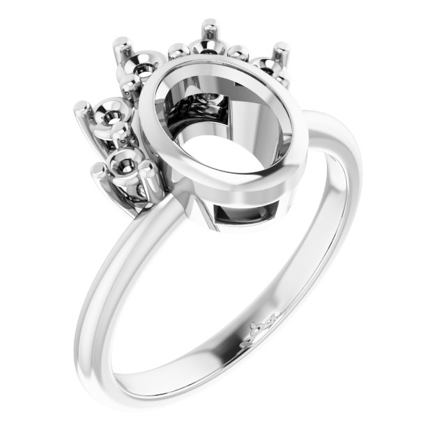 Bezel-Set Accented Asymmetric Engagement Ring