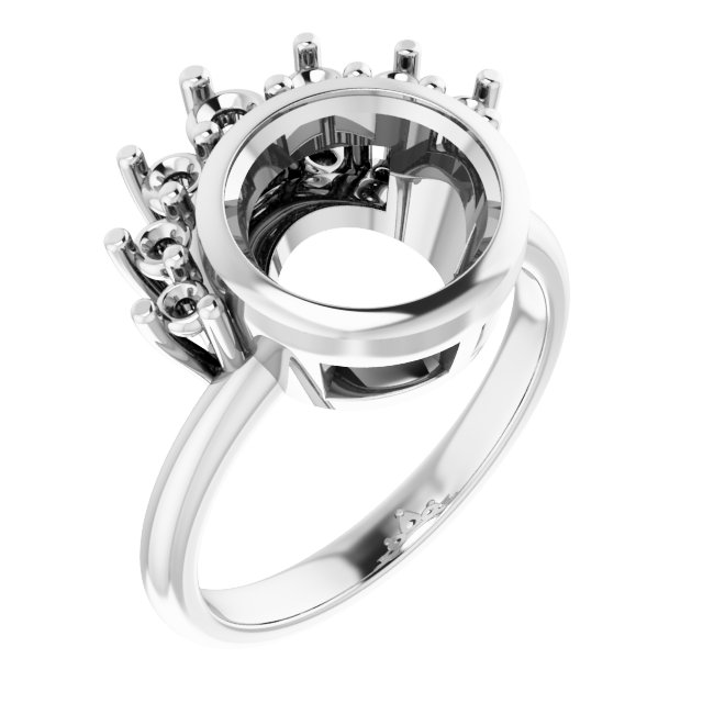 Bezel-Set Accented Asymmetric Engagement Ring