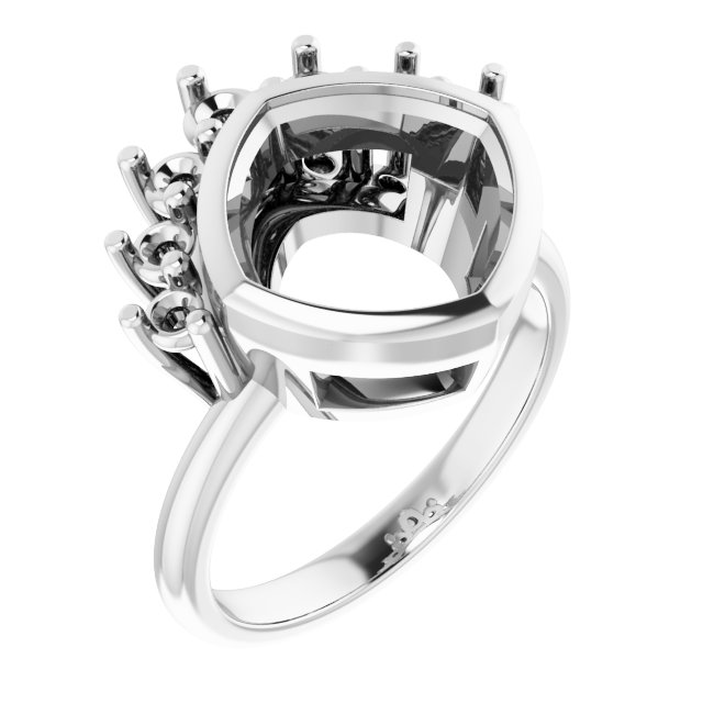Bezel-Set Accented Asymmetric Engagement Ring