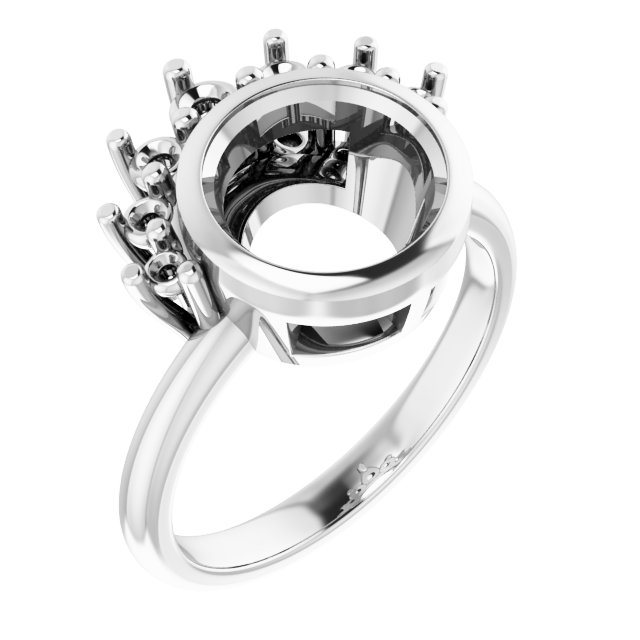 Bezel-Set Accented Asymmetric Engagement Ring