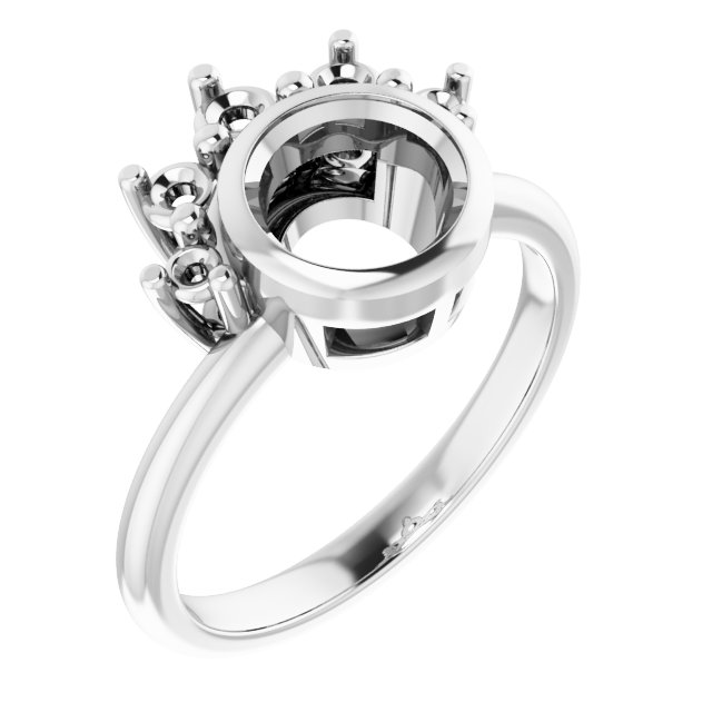Bezel-Set Accented Asymmetric Engagement Ring
