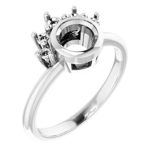 Bezel-Set Accented Asymmetric Engagement Ring