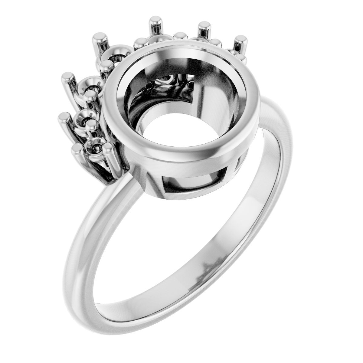 Bezel-Set Accented Asymmetric Engagement Ring