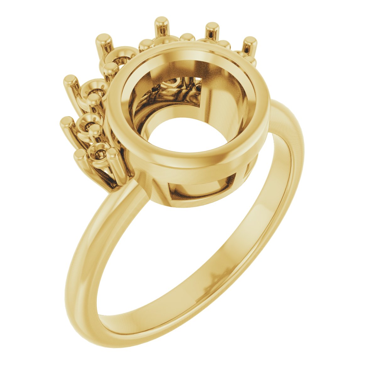 Bezel-Set Accented Asymmetric Engagement Ring