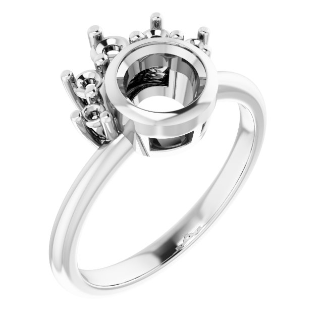 Bezel-Set Accented Asymmetric Engagement Ring