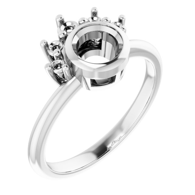 Bezel-Set Accented Asymmetric Engagement Ring