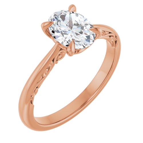 18K Rose Oval 1 ct Engagement Ring