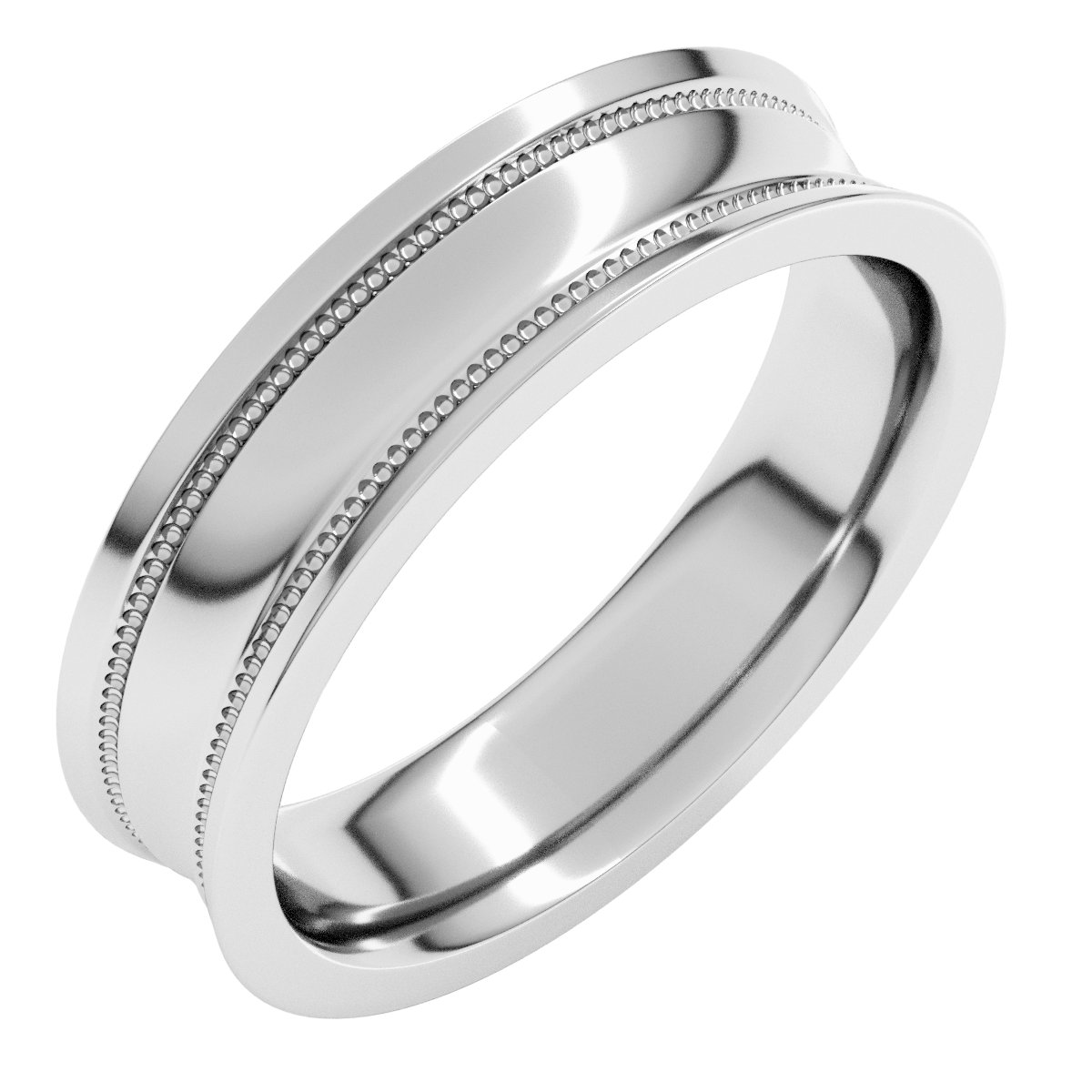 Milgrain Stepped-Edge Concave Band