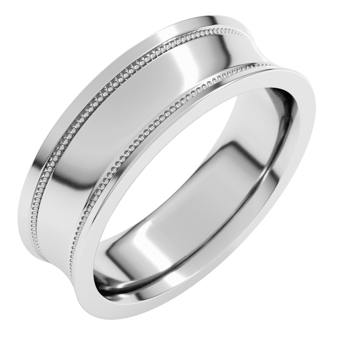 Milgrain Stepped-Edge Concave Band