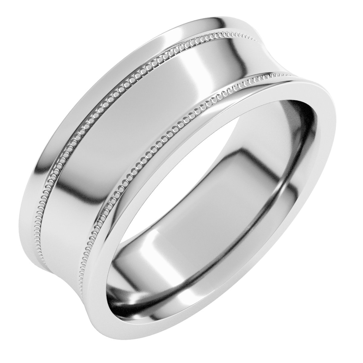 Milgrain Stepped-Edge Concave Band