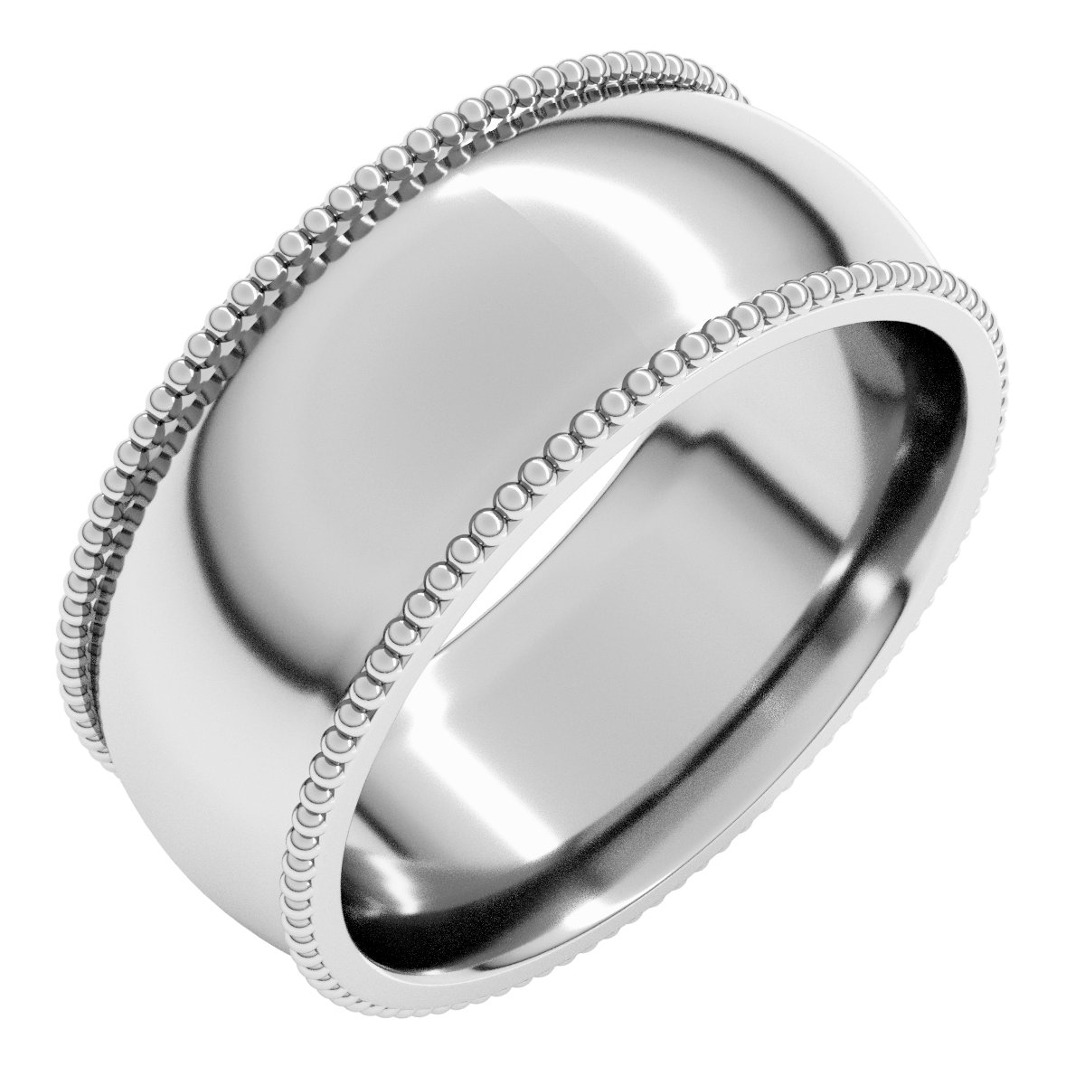 Beaded Comfort-Fit Half Round Band