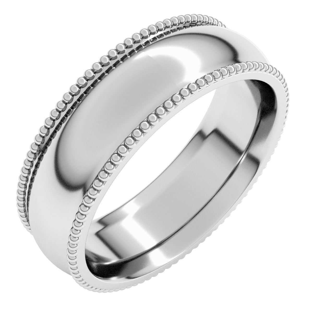 Beaded Comfort-Fit Half Round Band