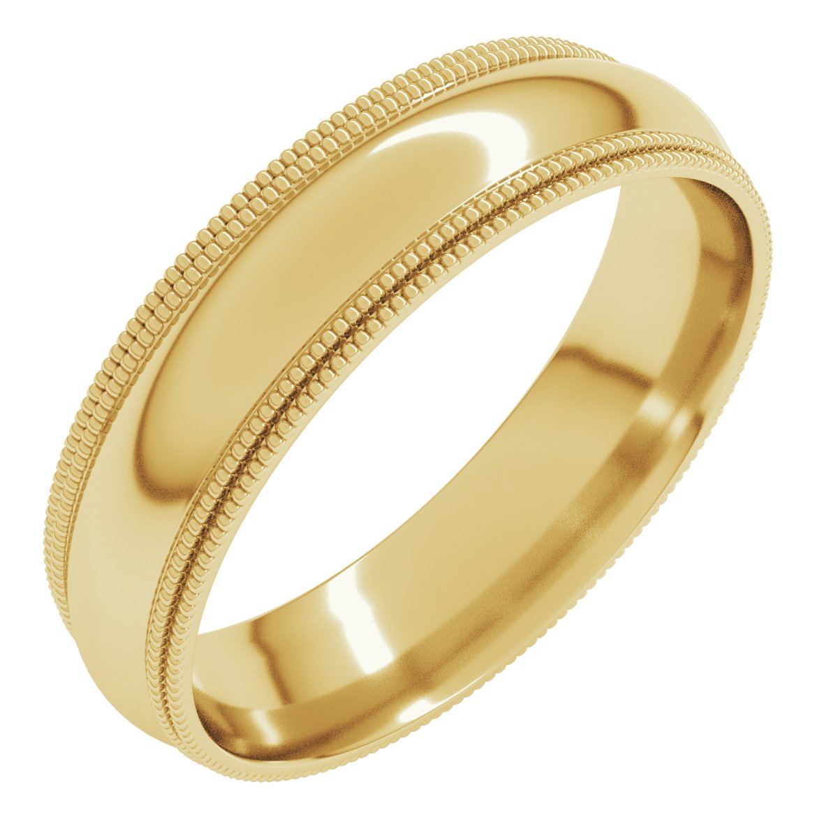 Double Milgrain Comfort-Fit Half Round Band Size 9.5