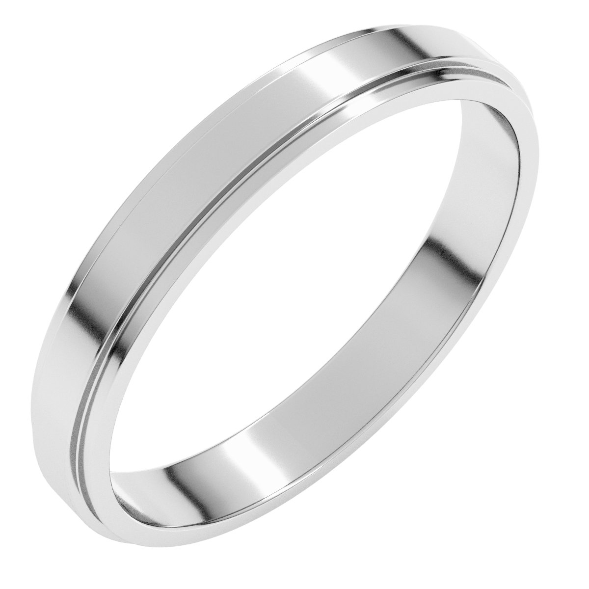 Sterling Silver 3 mm Flat Edge Band Size 10