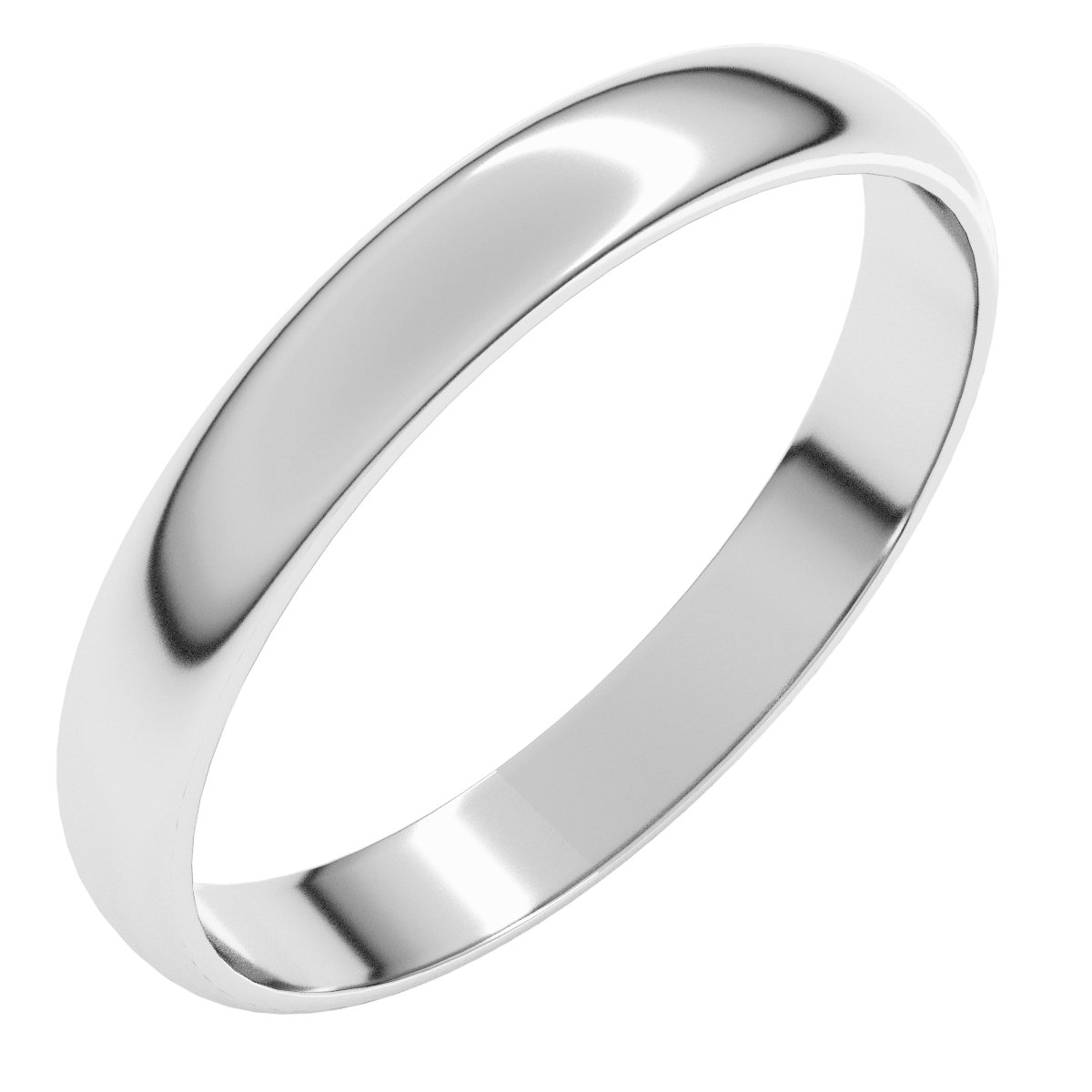 Sterling Silver 3 mm Half Round Ultra-Light Band Size  3