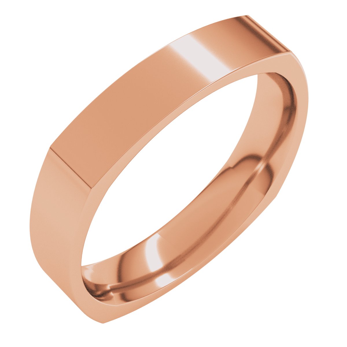 10K Rose 4 mm Square Comfort Fit Band Size 4.5