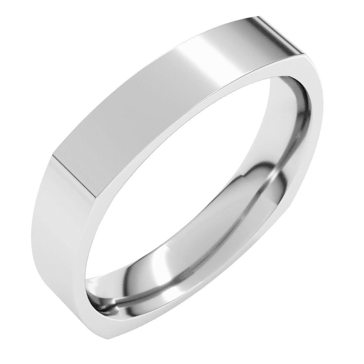 Sterling Silver 4 mm Square Comfort Fit Band Size 4