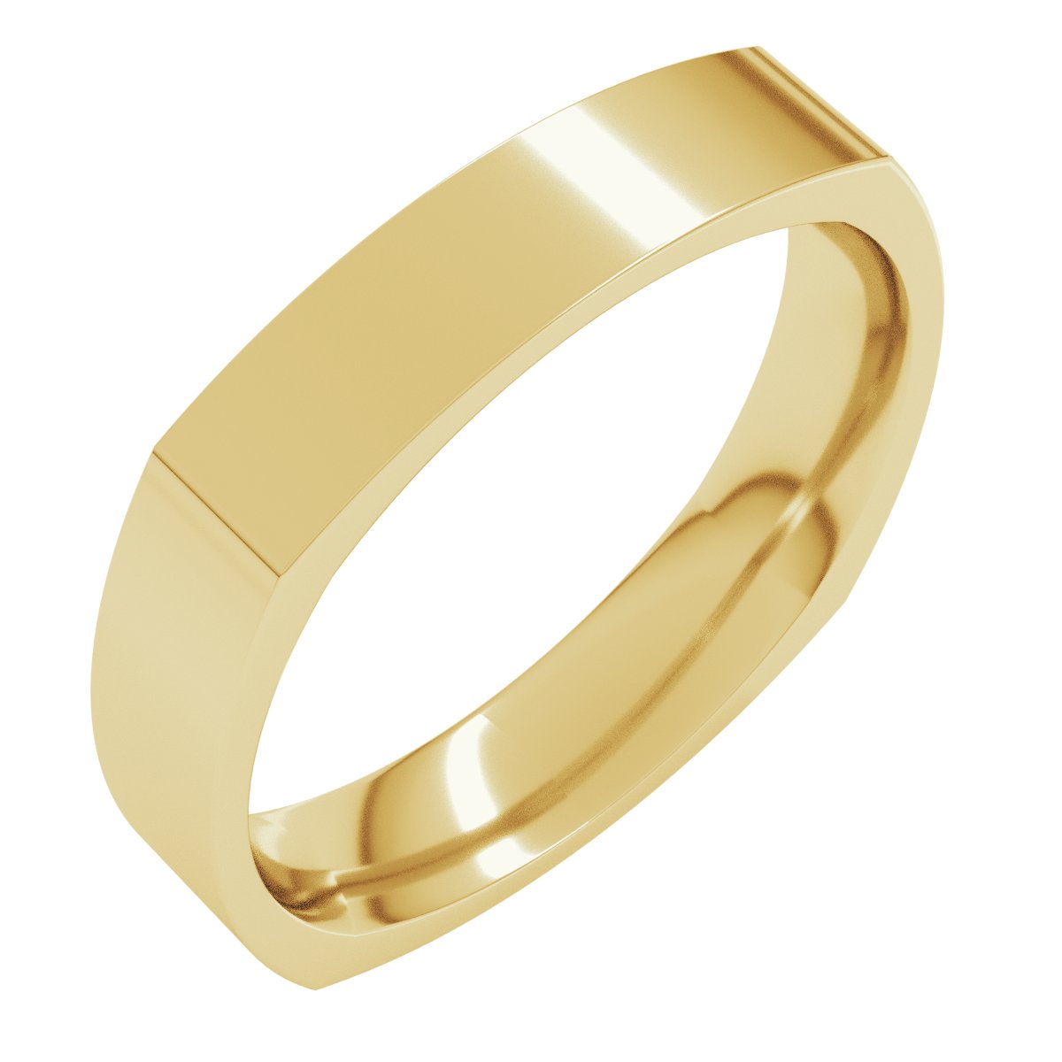 10K Yellow 4 mm Square Comfort Fit Band Size 5.5