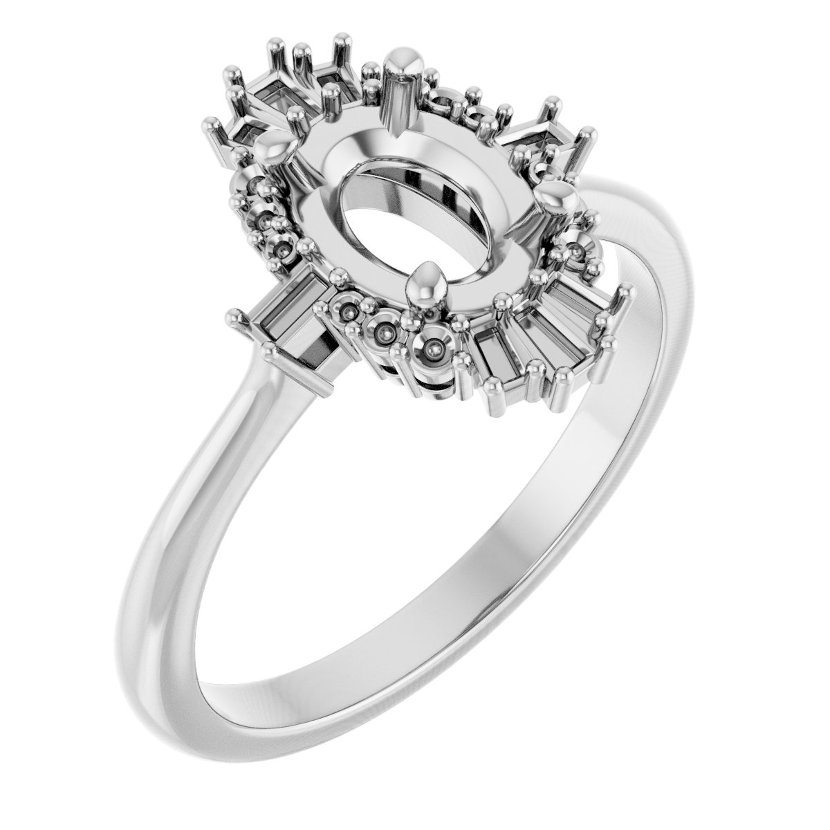 Platinum 8x6 mm Oval Engagement Ring Mounting Stuller