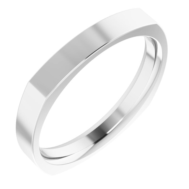 Sterling Silver 3 mm Square Comfort Fit Band Size 9.5