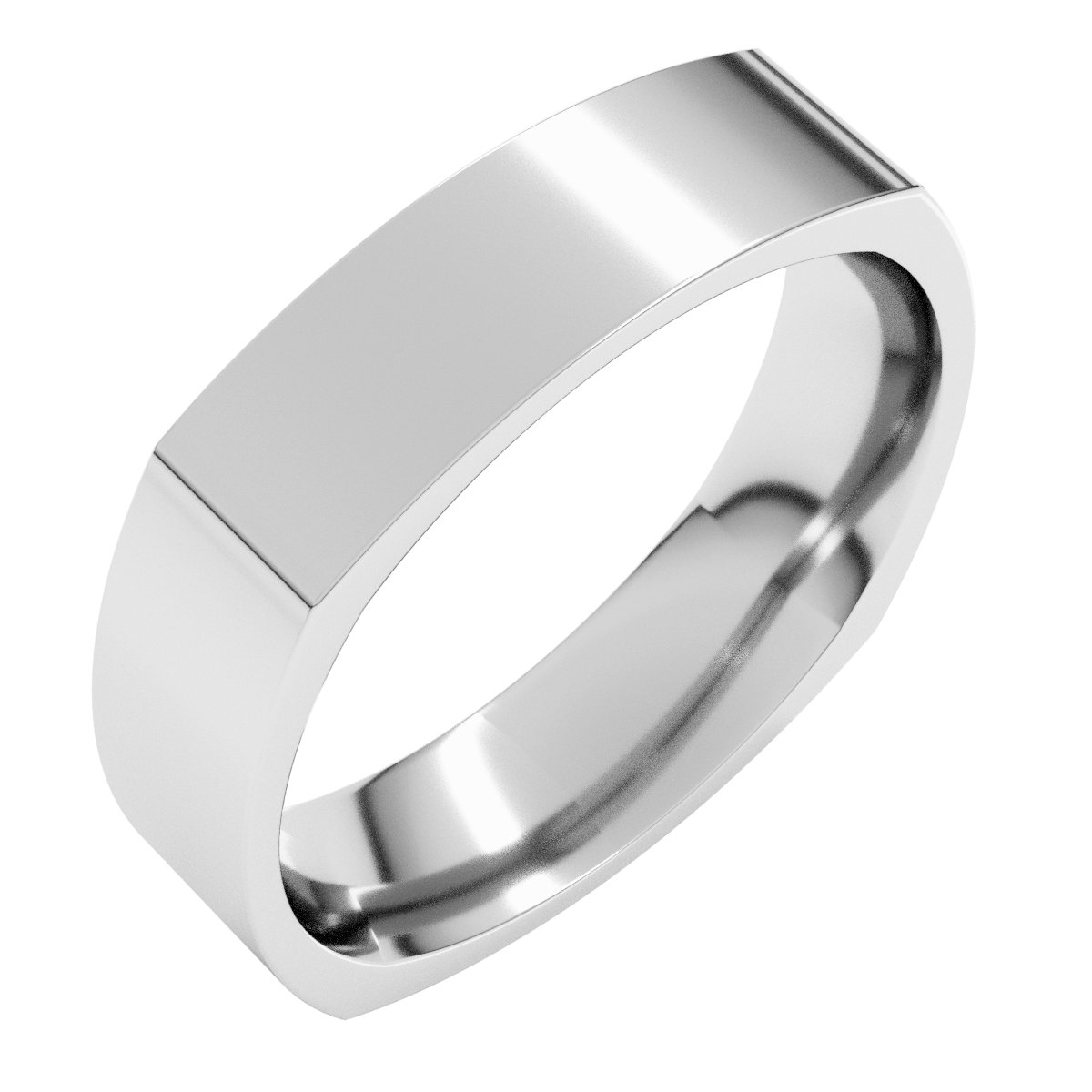 Sterling Silver 5 mm Square Comfort Fit Band Size 6.5