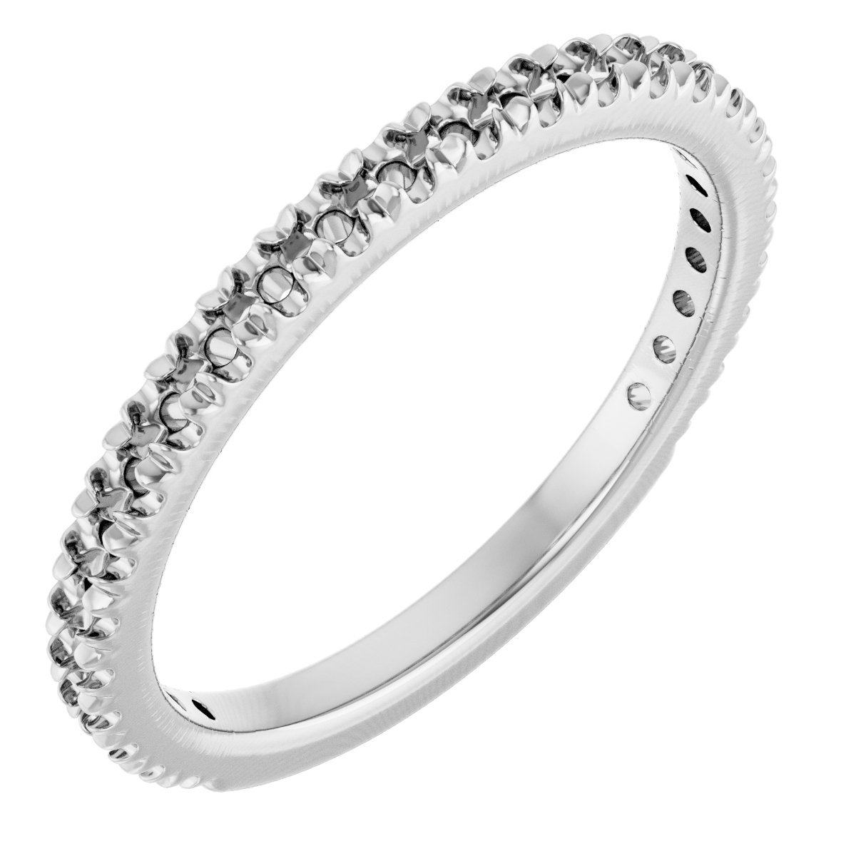 14K White 3/8 CTW Natural Diamond French-Set Anniversary Band