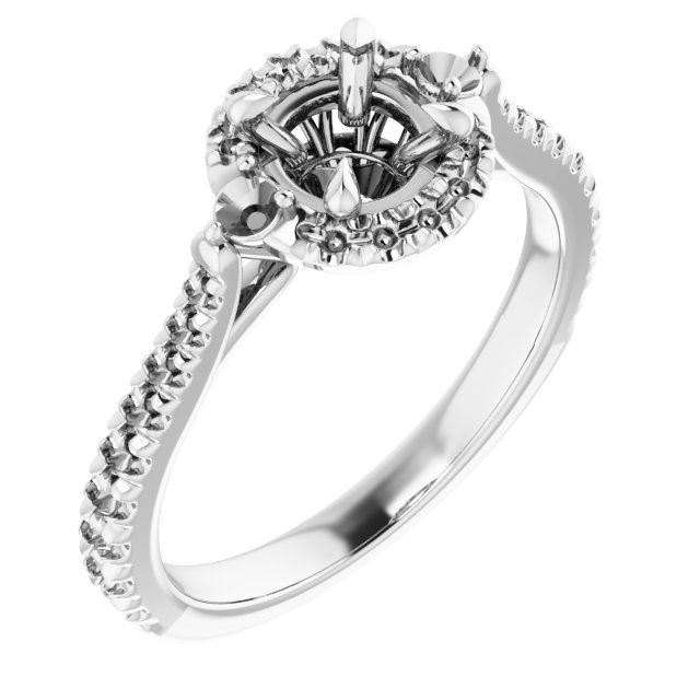 Claw-Prong French-Set Halo-Style Engagement Ring