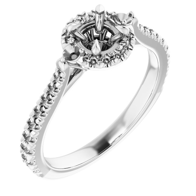 Claw-Prong French-Set Halo-Style Engagement Ring