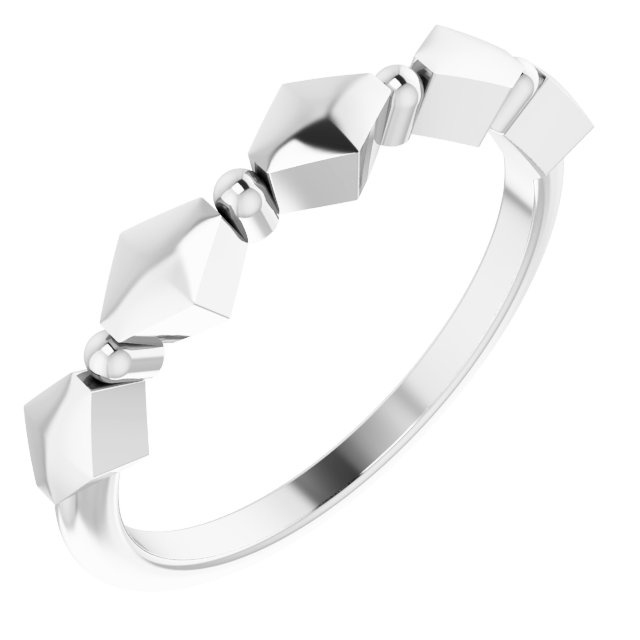 14K White Geometric Stackable Ring