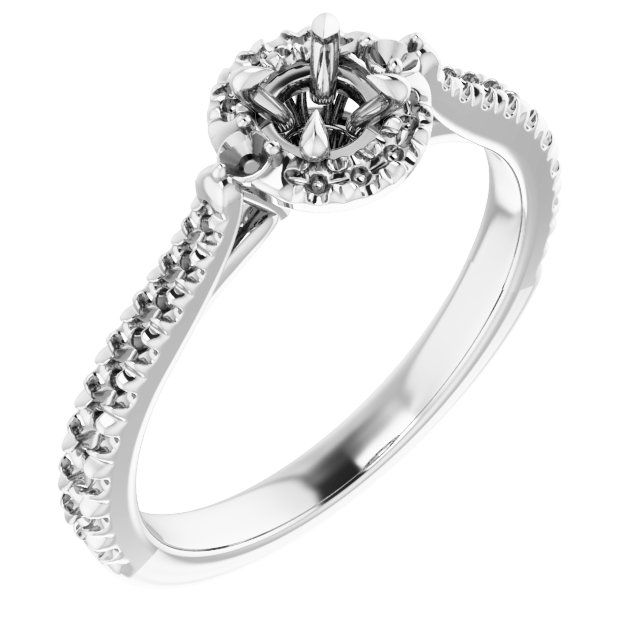 Claw-Prong French-Set Halo-Style Engagement Ring