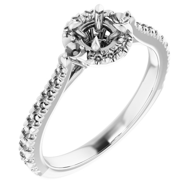 Claw-Prong French-Set Halo-Style Engagement Ring