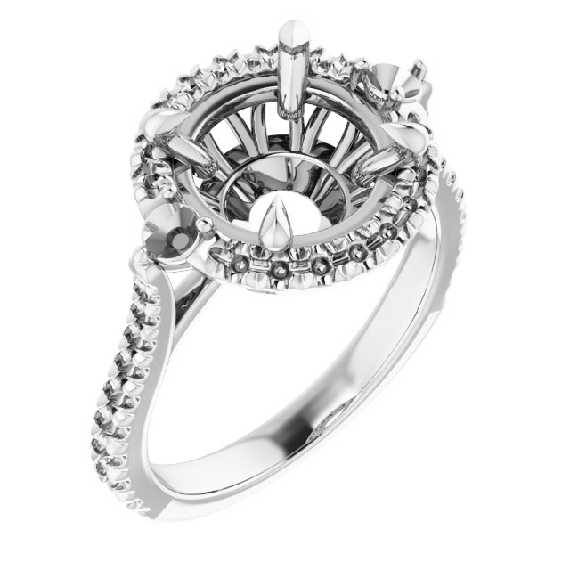 Claw-Prong French-Set Halo-Style Engagement Ring