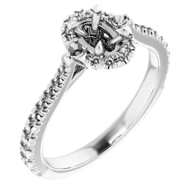 Claw-Prong French-Set Halo-Style Engagement Ring
