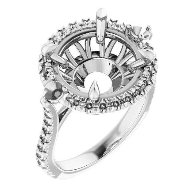 Claw-Prong French-Set Halo-Style Engagement Ring