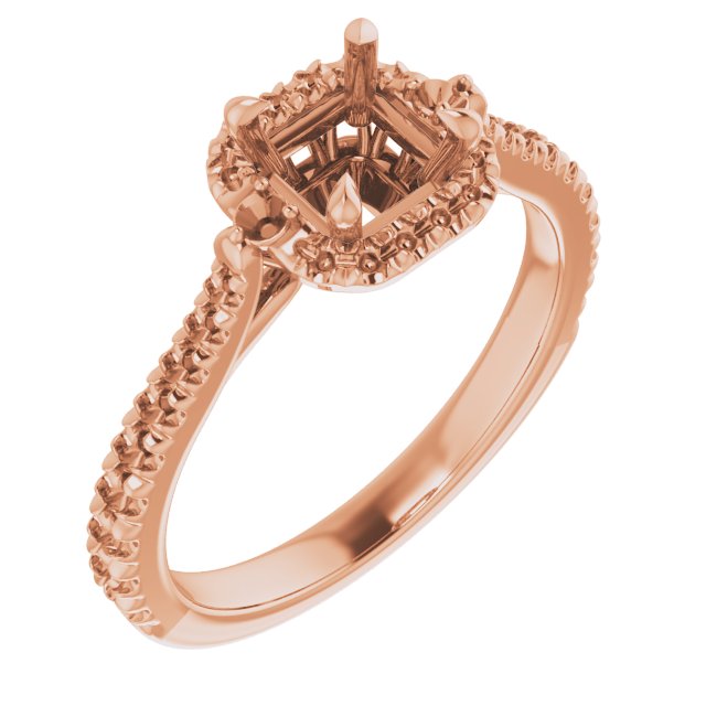 Claw-Prong French-Set Halo-Style Engagement Ring