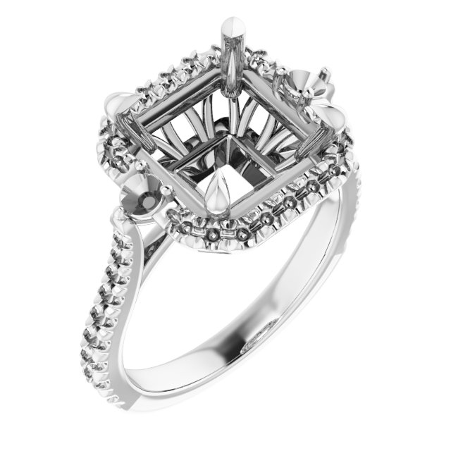 Claw-Prong French-Set Halo-Style Engagement Ring