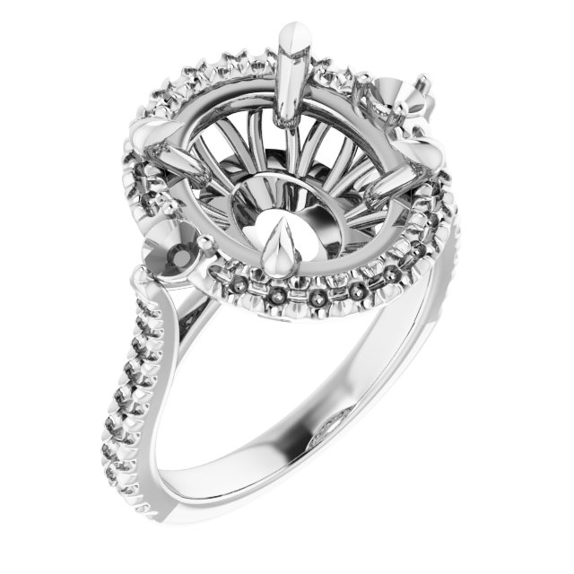 Claw-Prong French-Set Halo-Style Engagement Ring